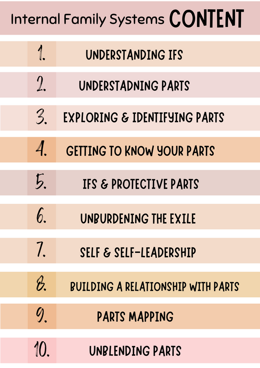 Internal Family Systems workbook with 10 different parts