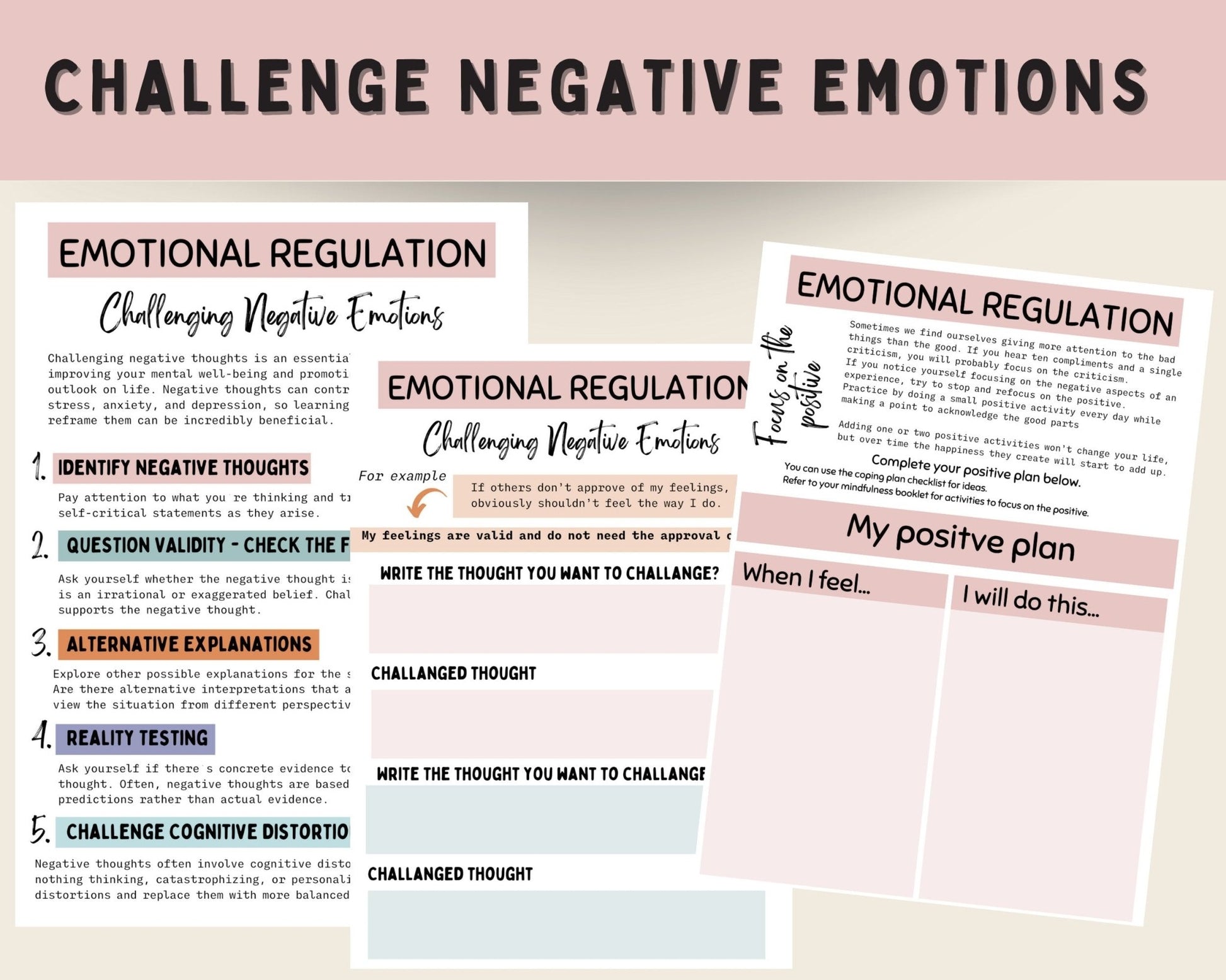 DBT Emotional Regulation Toolkit: Worksheets & Skills - Digital Prints