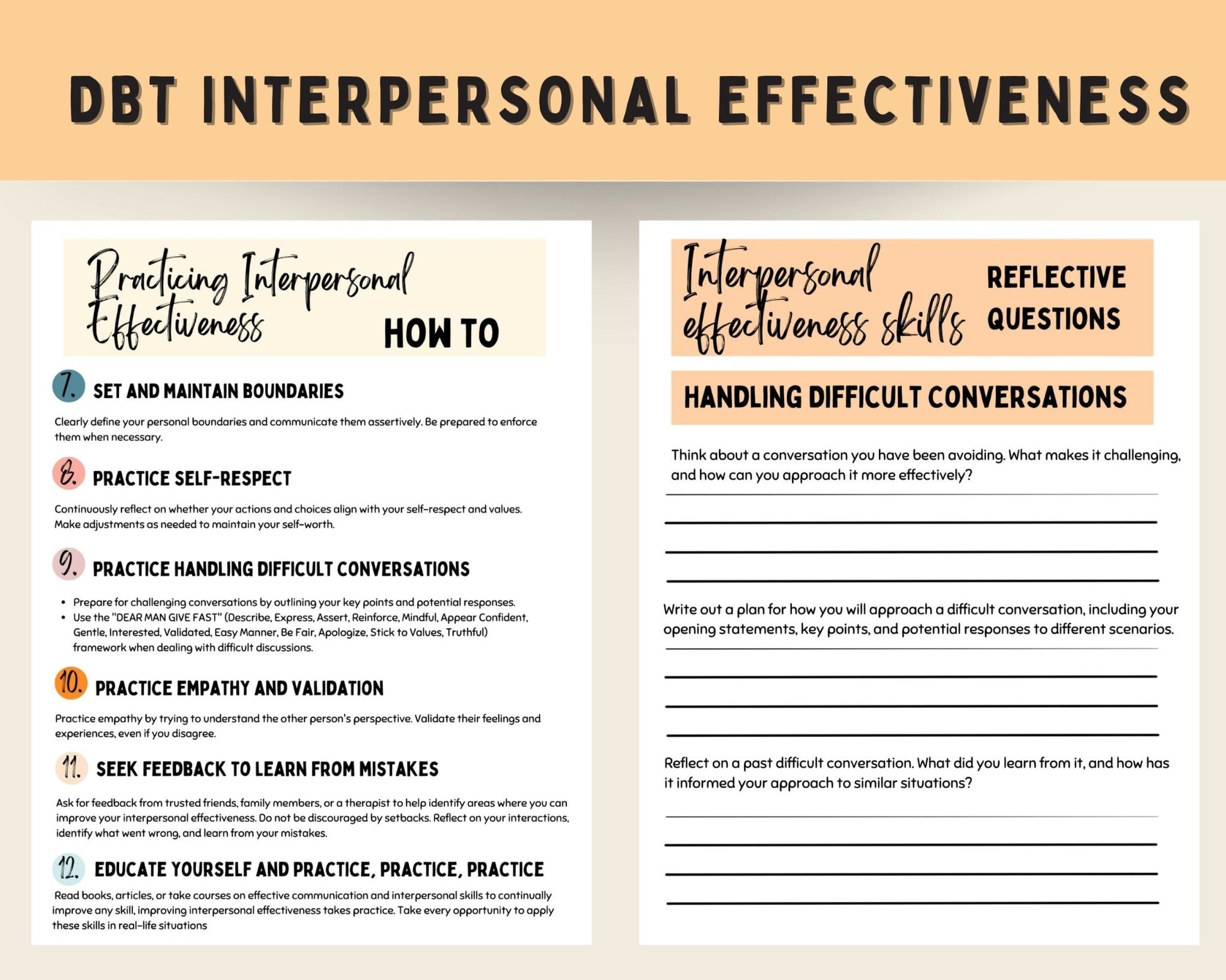 DBT Interpersonal Effectiveness Toolkit: Worksheets & Skills - Digital Prints