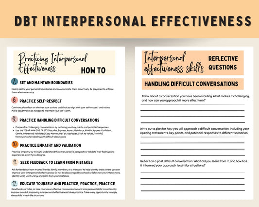 DBT Interpersonal Effectiveness Toolkit: Worksheets & Skills - Digital Prints