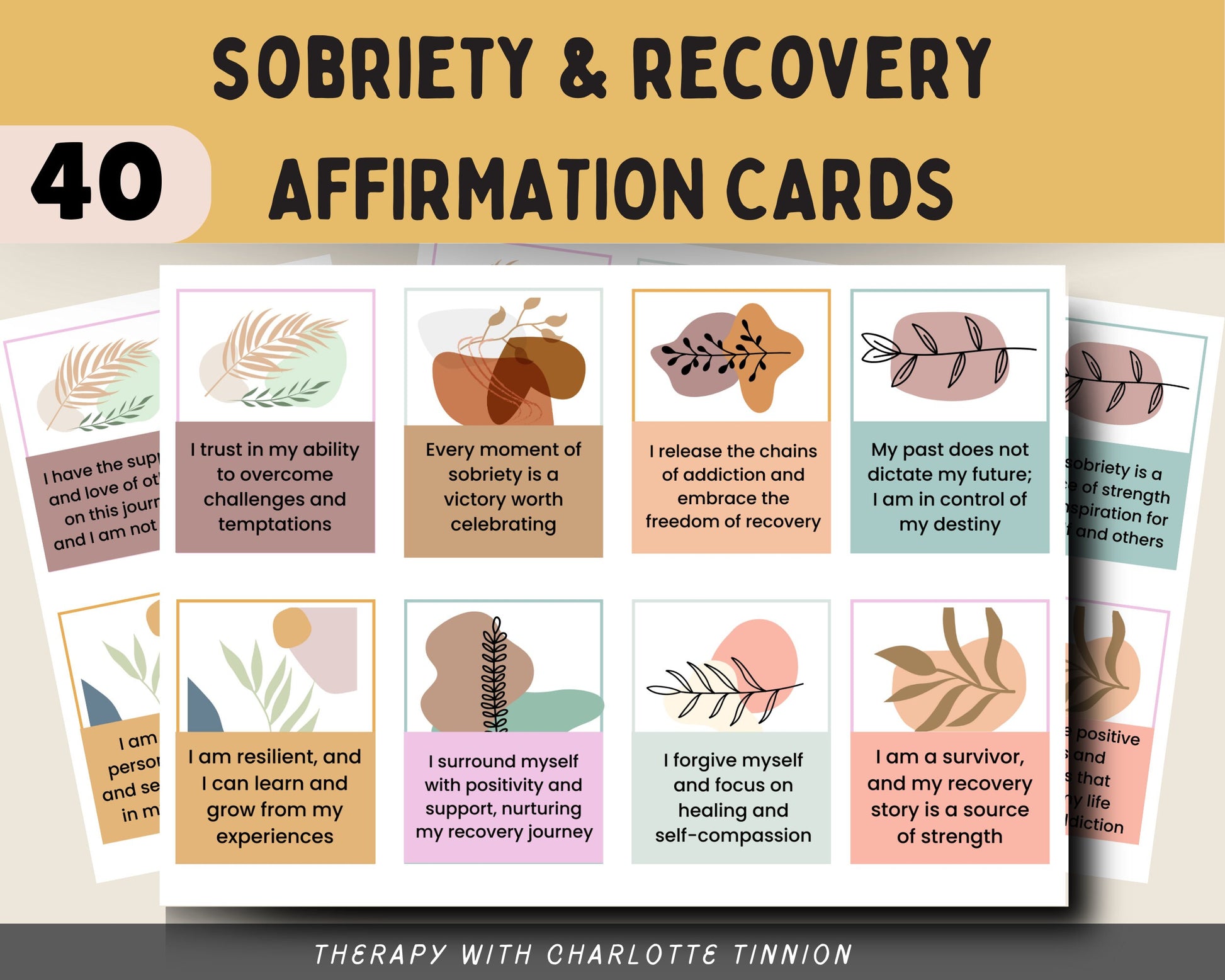 Sobriety Affirmation Flashcards: Addiction & Recovery Support.