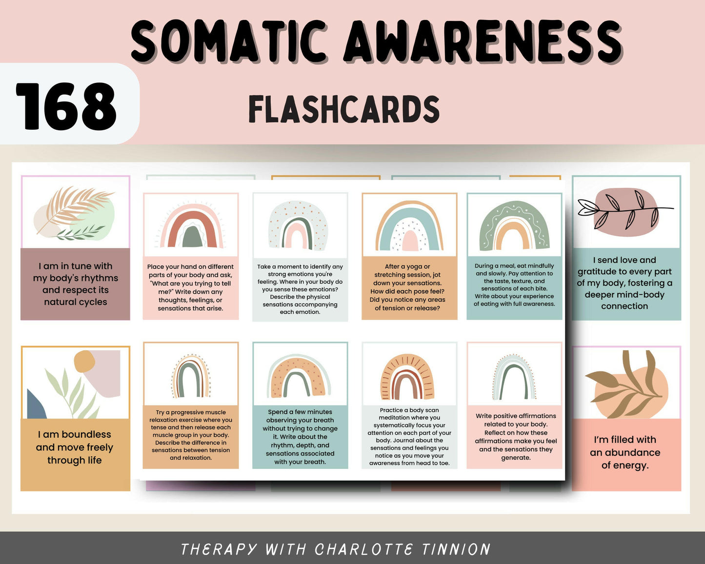 Somatic Therapy Tools for Healing - Essential flashcards designed to support trauma healing and emotional regulation through body-based awareness.