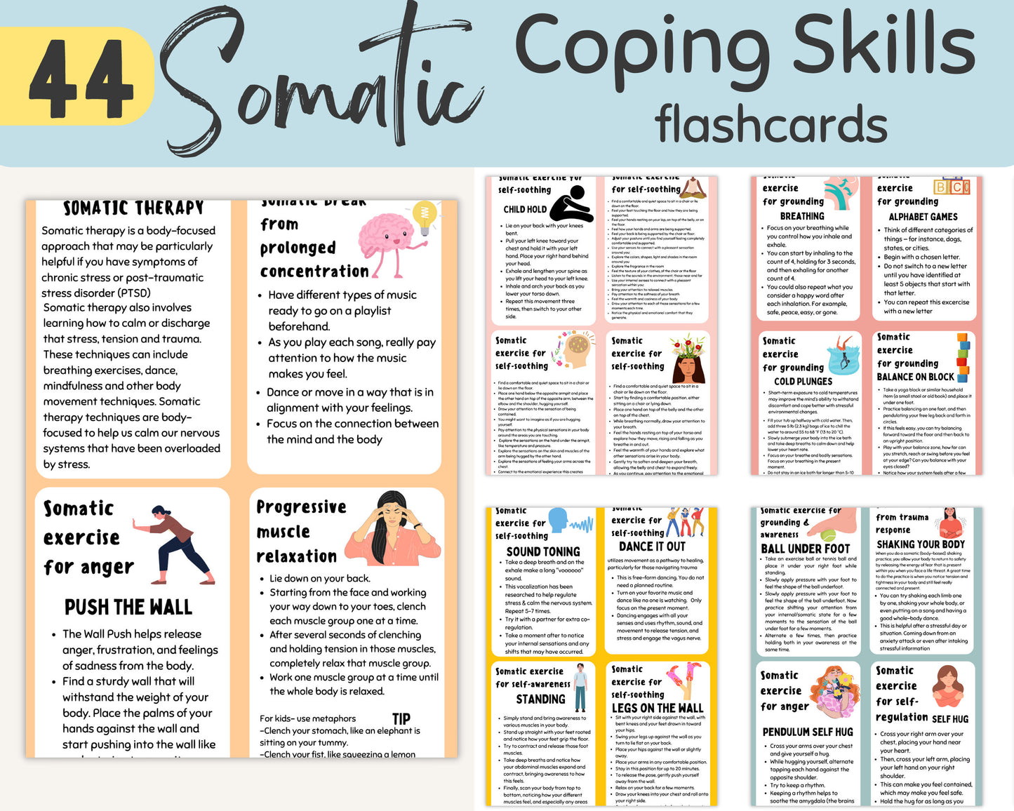 44 Somantic coping skills flashcards overview
