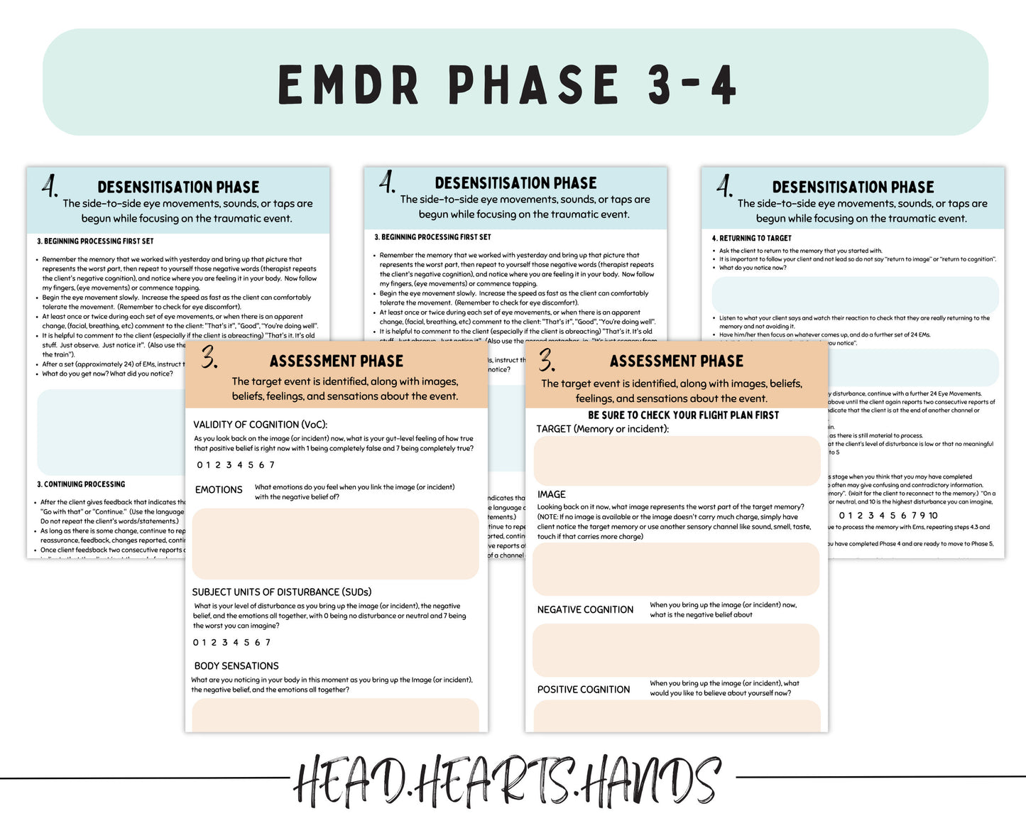 EMDR phase 3 to 4 covers the desensitisation and assessment phase.