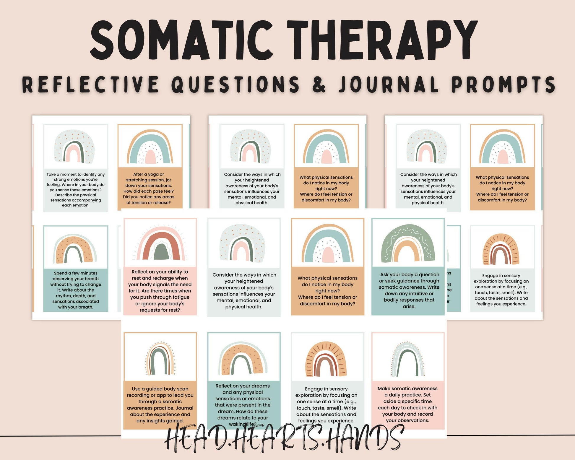 Somatic Awareness Toolkit includes flashcards, affirmations, journal prompts and reflective questions.