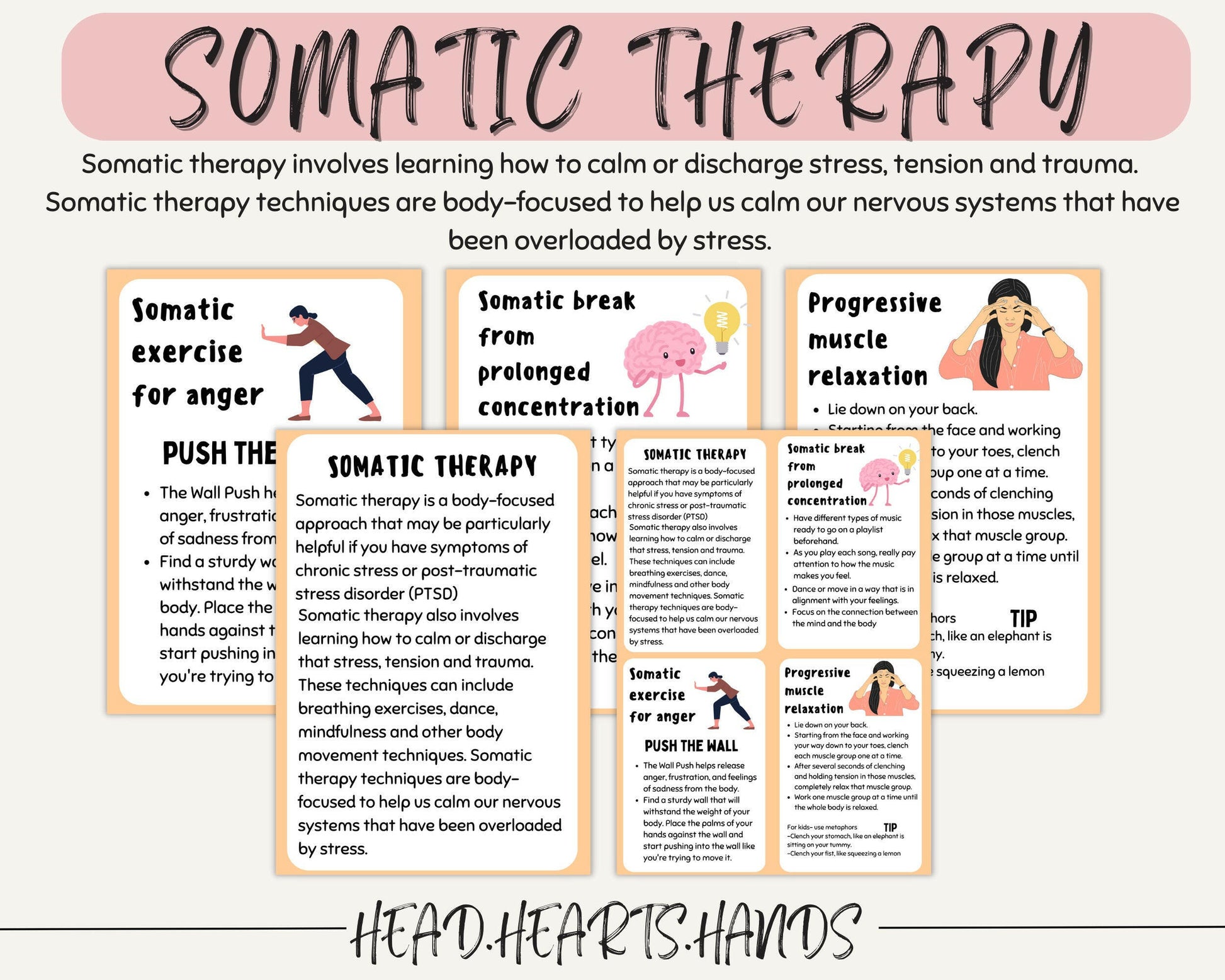 Mind-Body Connection Flashcards - A set of somatic therapy flashcards focused on improving emotional resilience and somatic awareness.