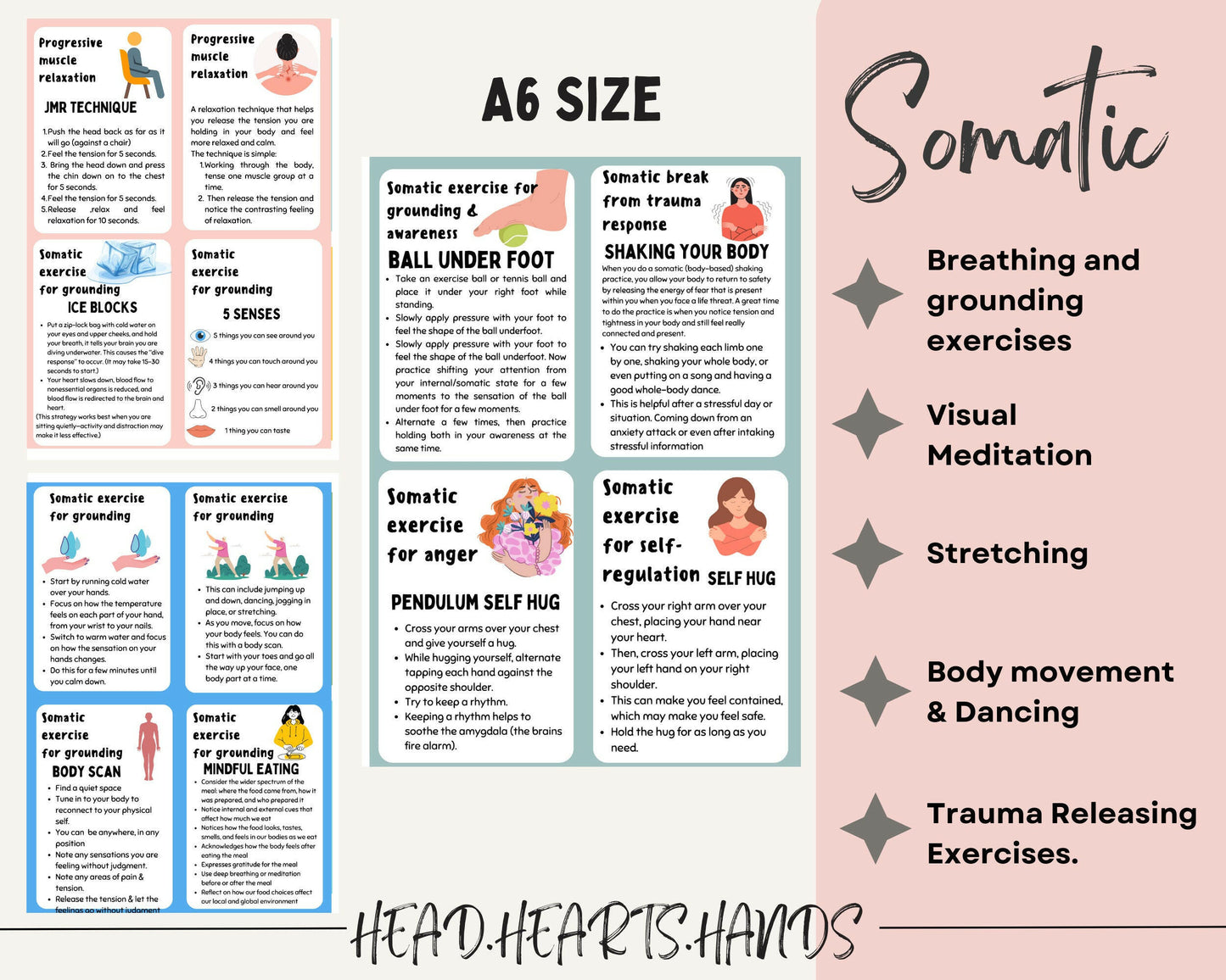 Somatic Therapy Coping Skills - Flashcards with coping techniques to help regulate emotions and manage somatic responses.