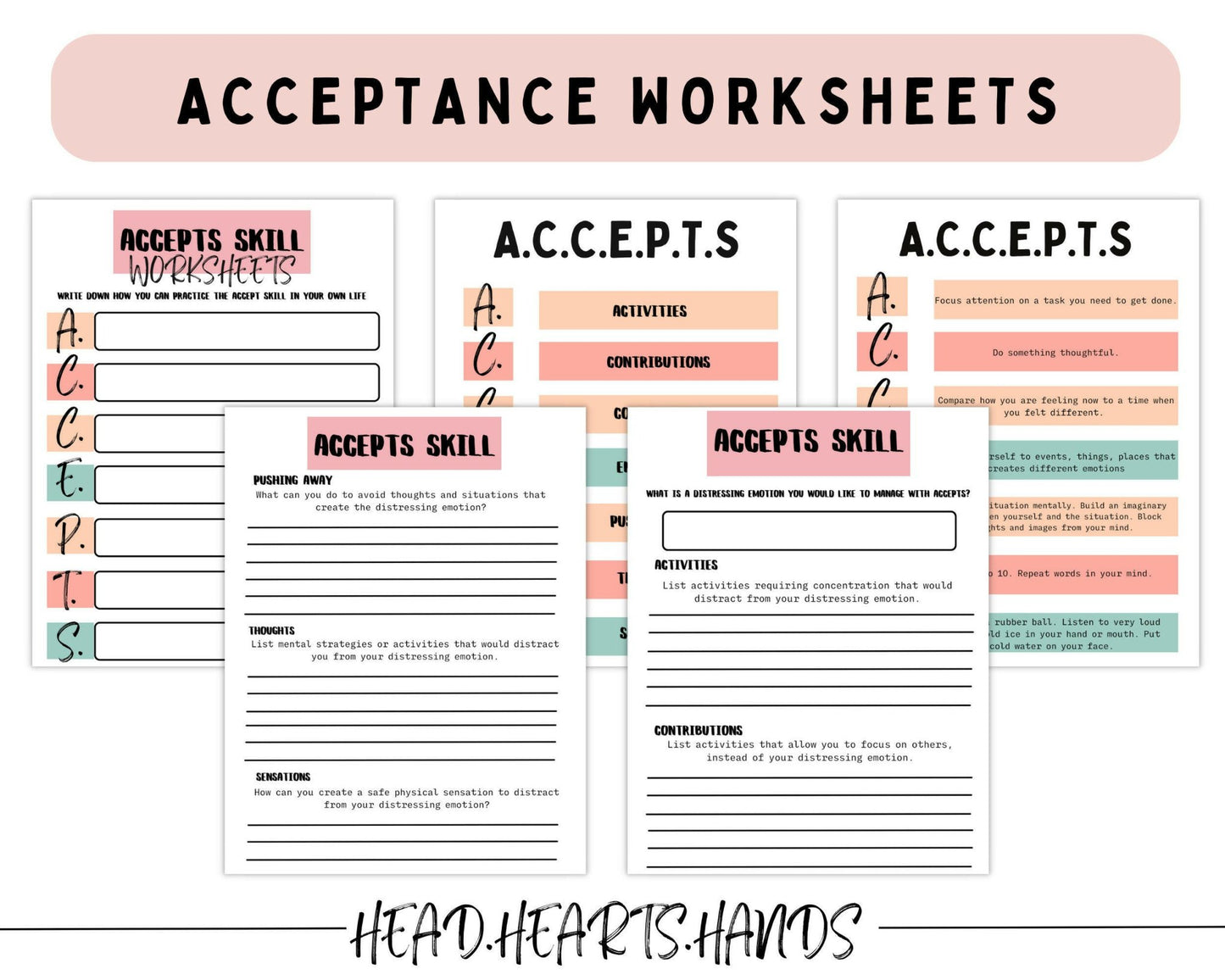 Acceptance & Commitment Therapy Worksheets - Digital Prints