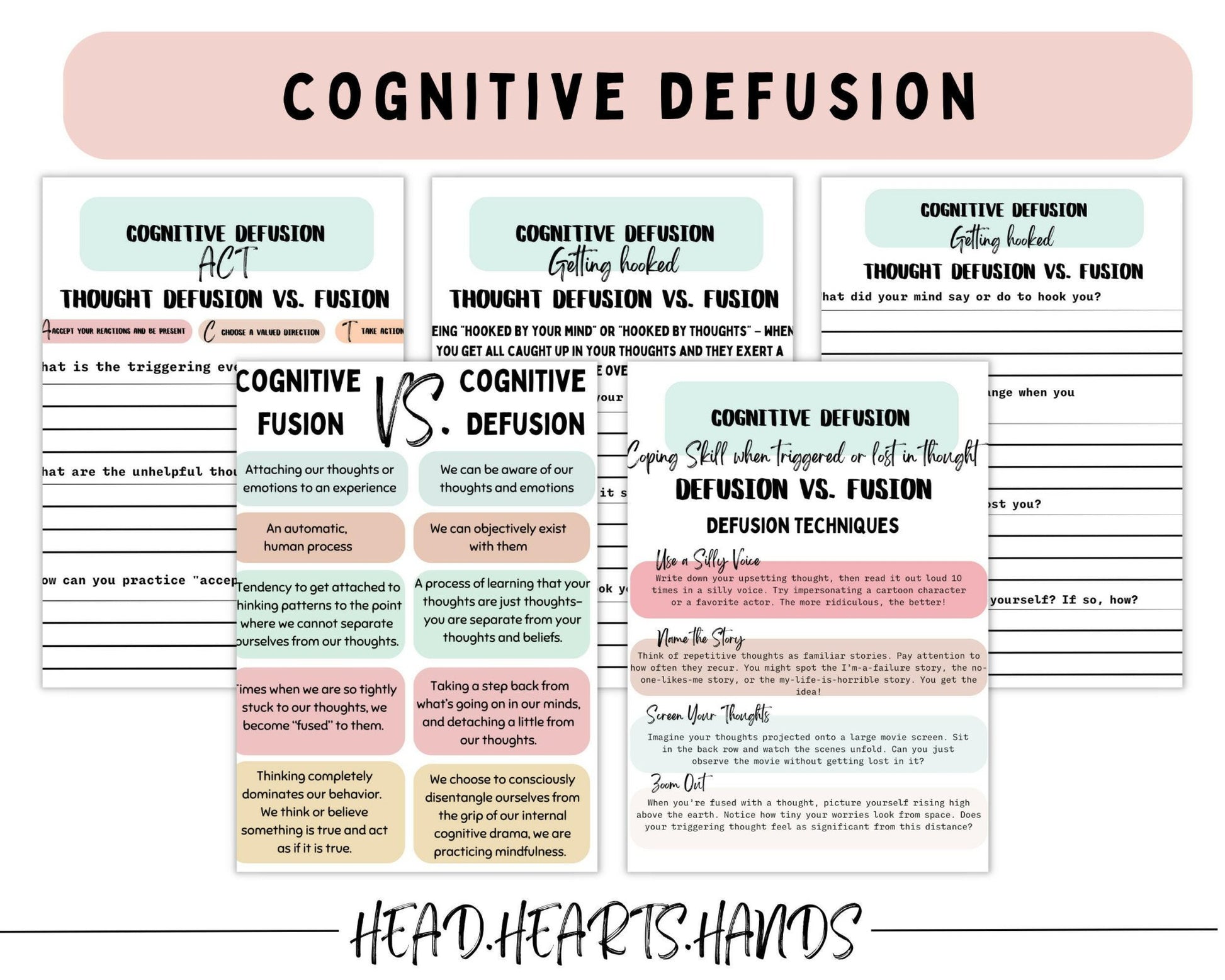 Acceptance & Commitment Therapy Worksheets - Digital Prints