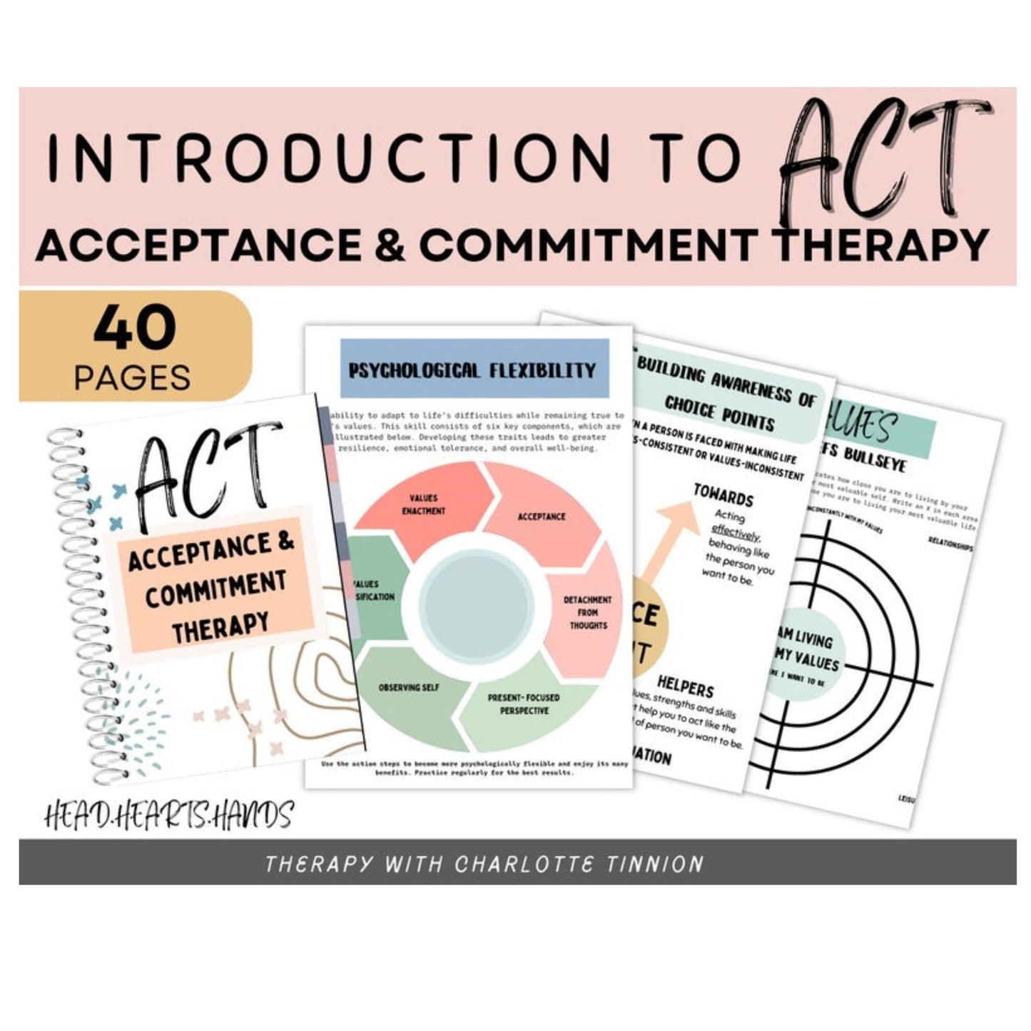 Act Therapy Bundle with over 40 pages of materials and resources