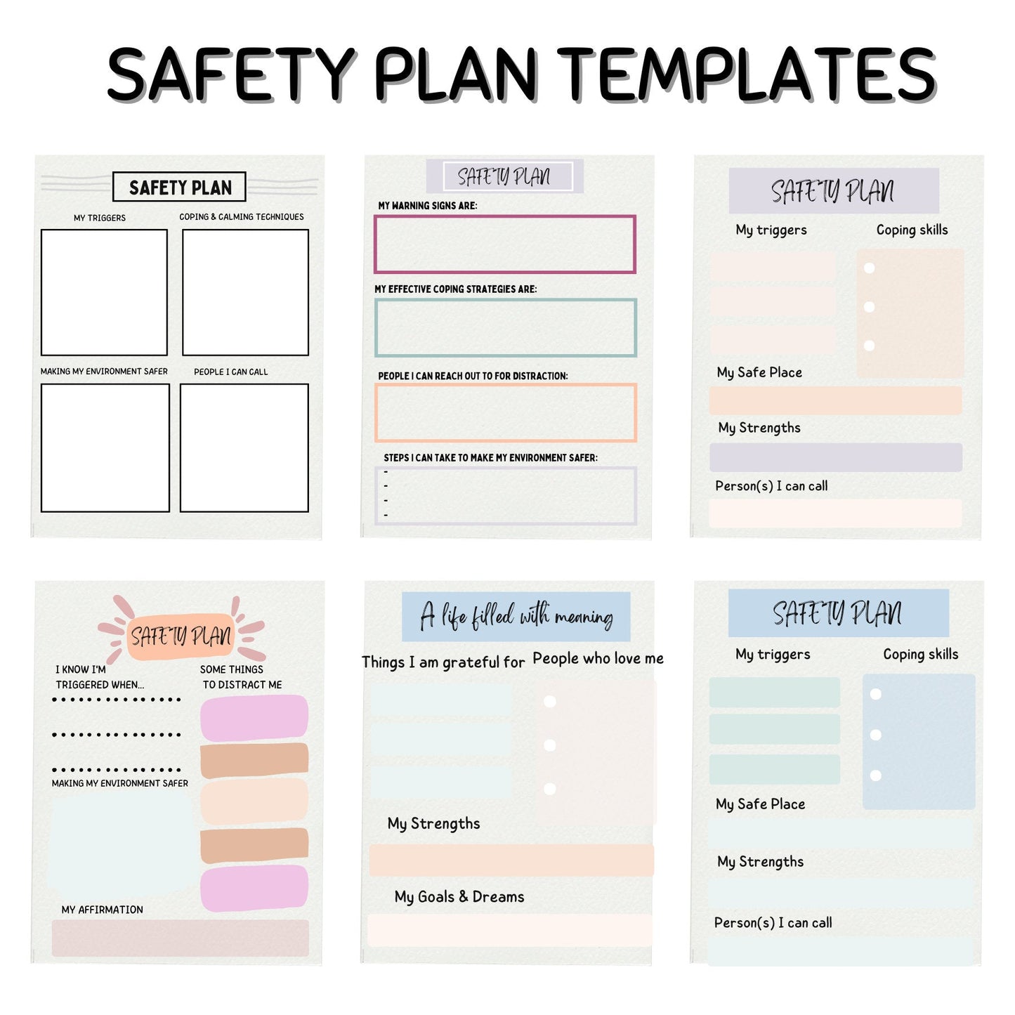 "Image of a detailed worksheet from the Crisis Safety Plan Toolkit showing a trigger tree diagram to help identify personal emotional triggers.