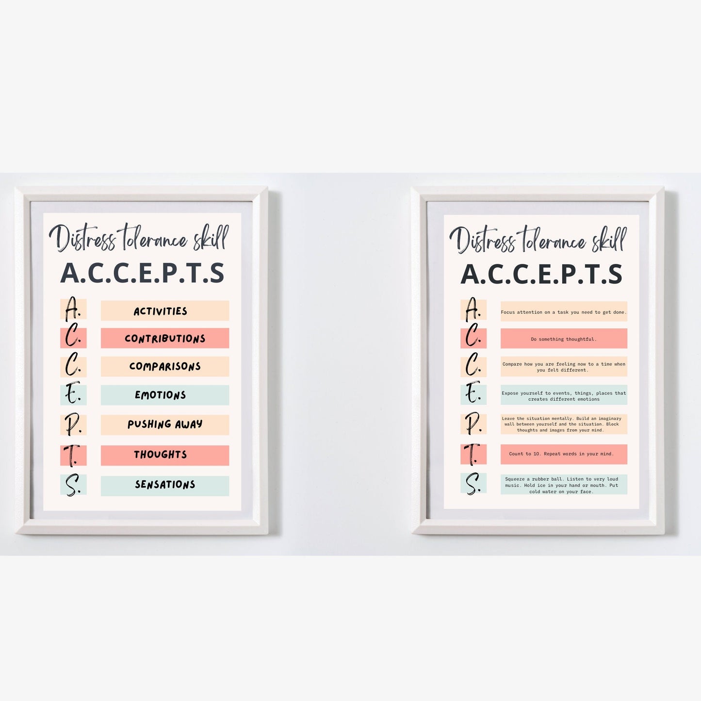 DBT & Coping Posters: Therapy Office Decor - Digital Prints