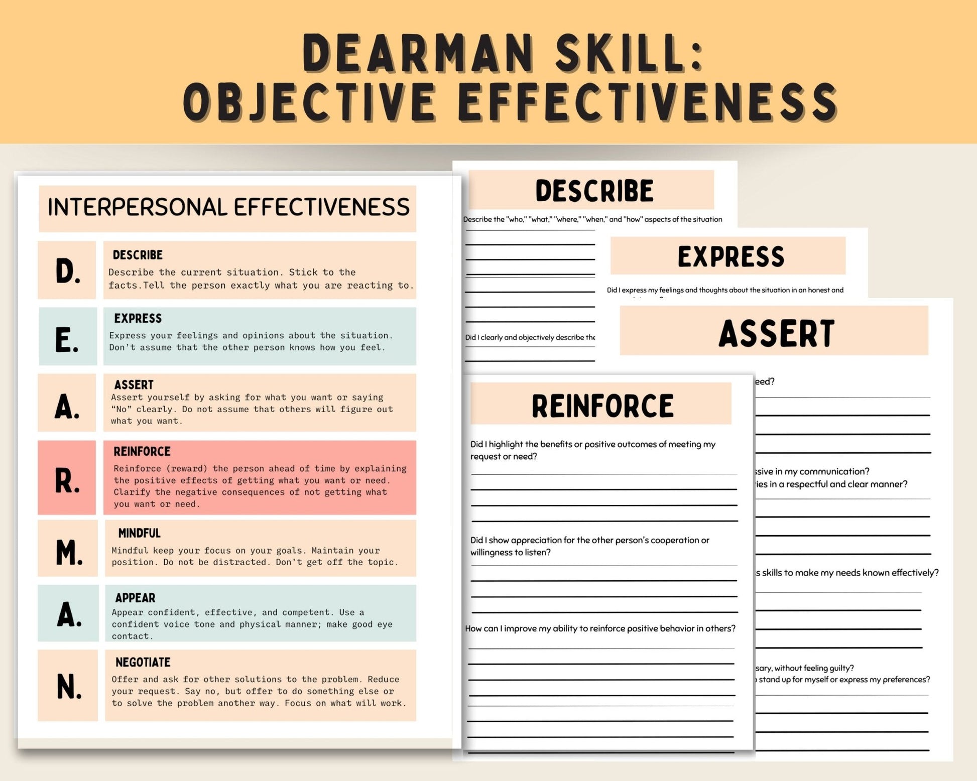 DBT Interpersonal Effectiveness Toolkit: Worksheets & Skills - Digital Prints