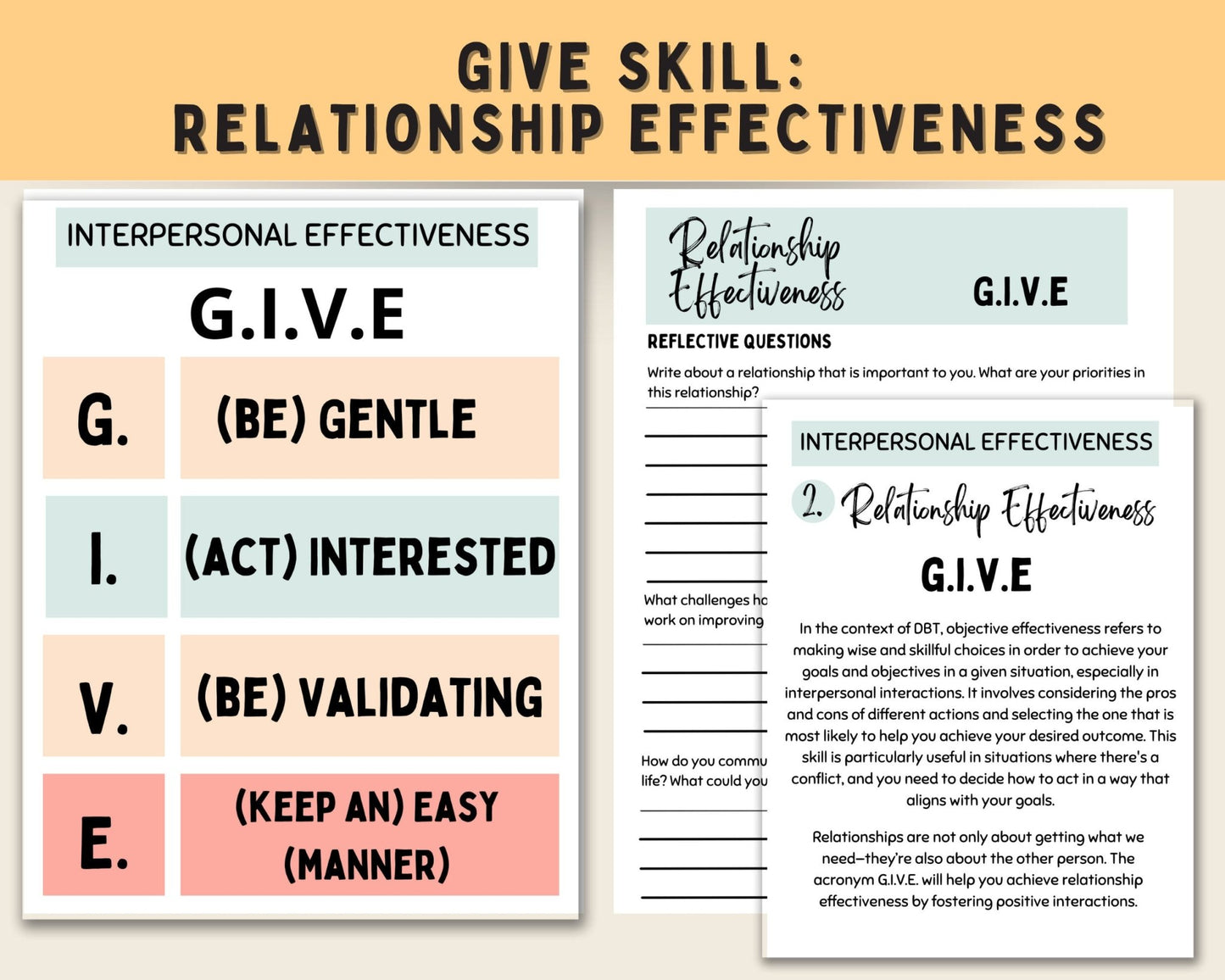 DBT Interpersonal Effectiveness Toolkit: Worksheets & Skills - Digital Prints