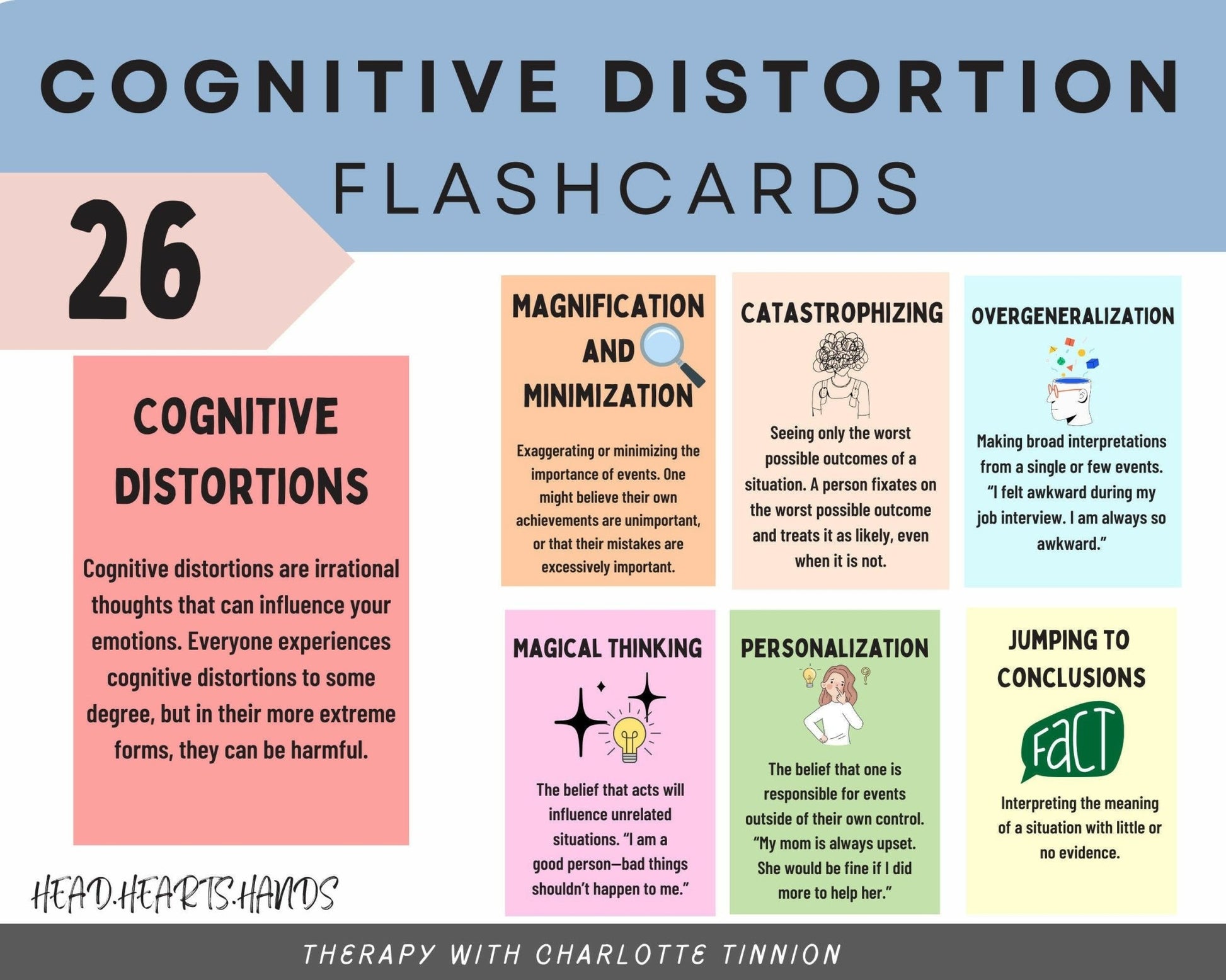 Cognitive Distortion flashcards will help prevent jumping to conclusions.