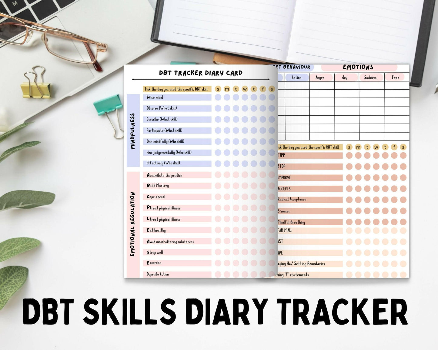 Keep track of your mental wellbeing with your DBT skills diary tracker