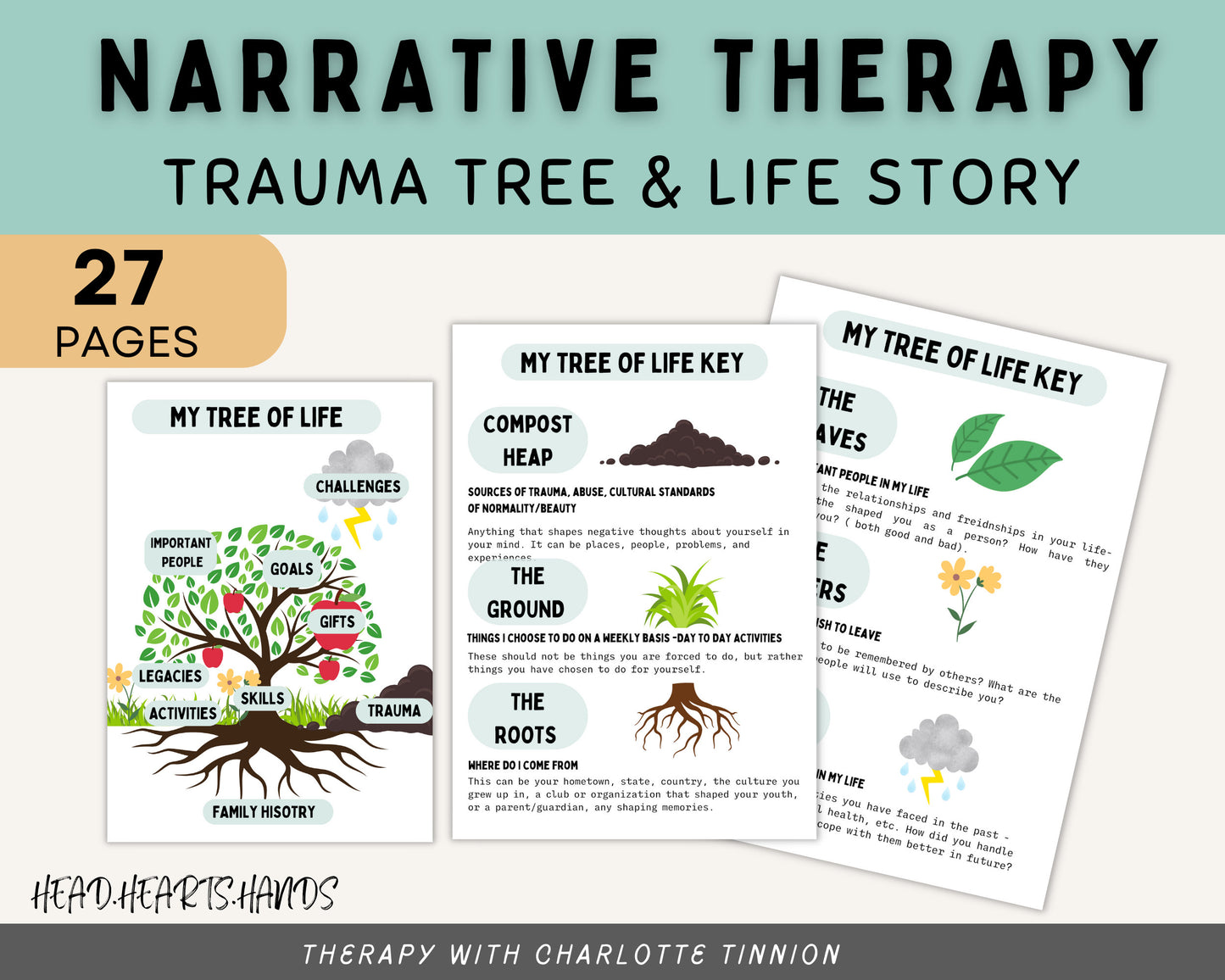 A close-up of a worksheet focusing on Mindfulness exercises from the Narrative Therapy Toolkit, aimed at helping individuals stay present and mitigate anxiety symptoms.