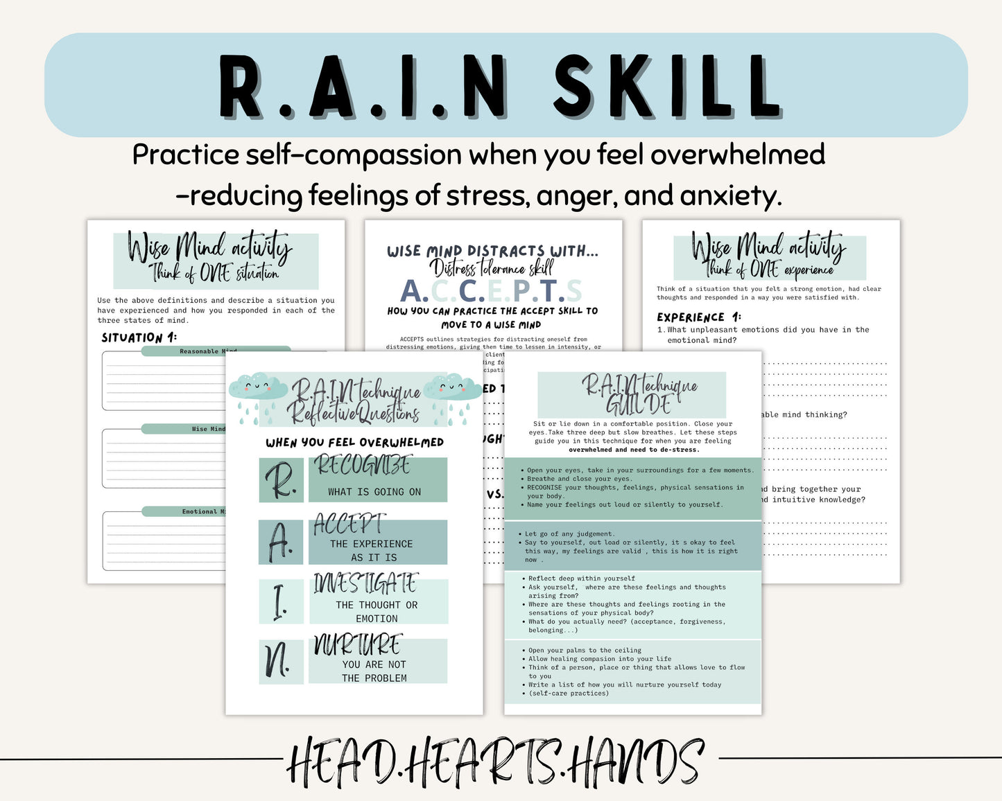 RAIN Technique & Mindfulness Workbook: DBT & Therapy Worksheets