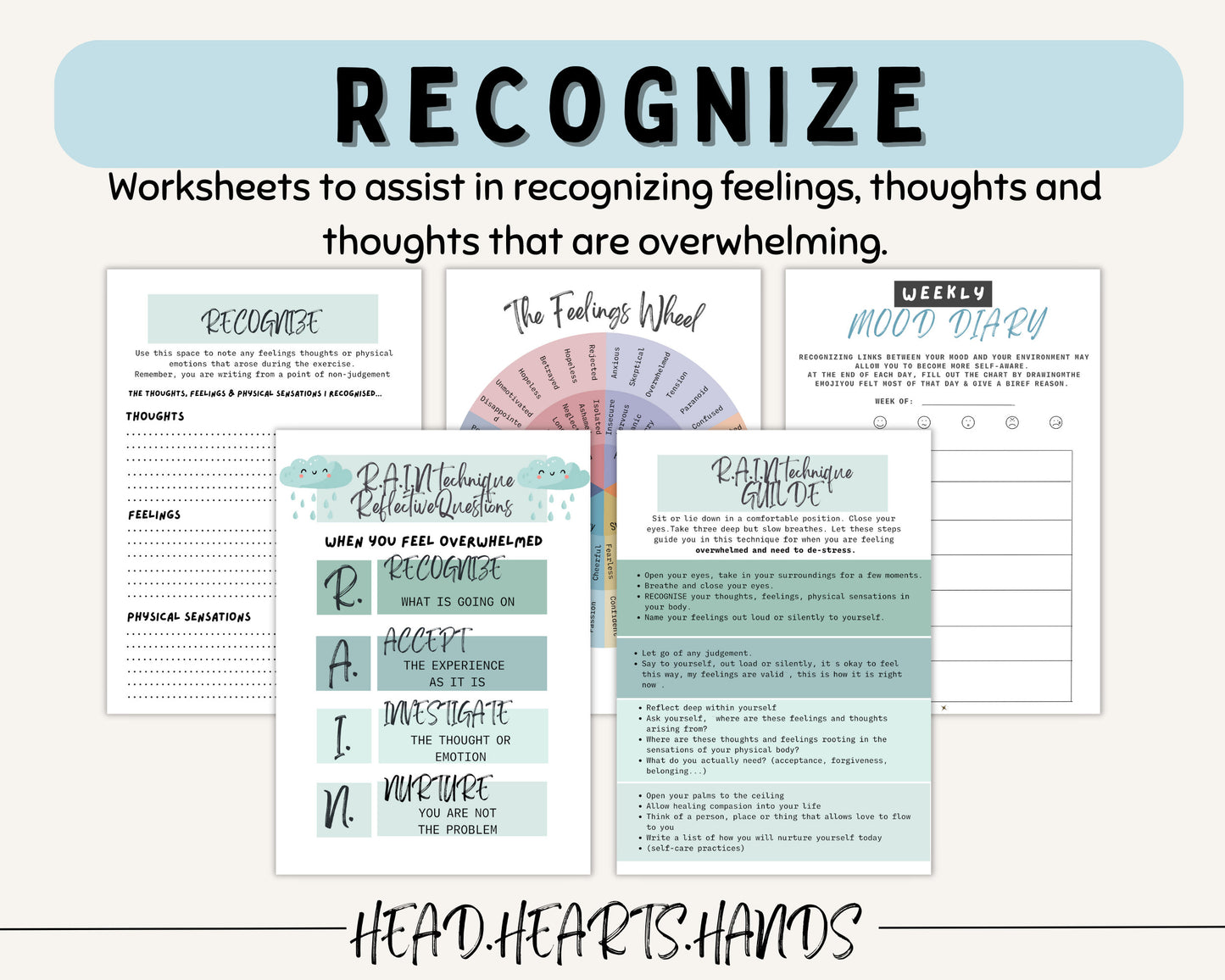 RAIN Technique & Mindfulness Workbook: DBT & Therapy Worksheets