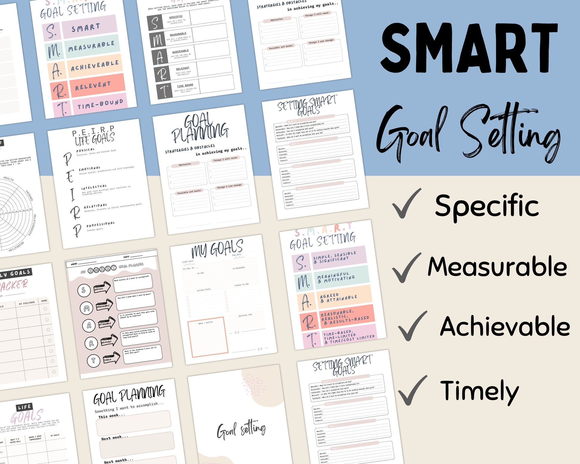 SMART Goal Setting Toolkit: CBT & Counseling Worksheets.