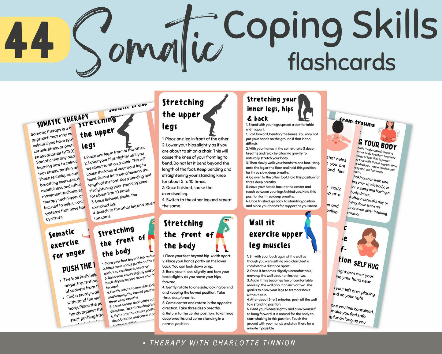 Over 44 somatic flashcards to assist with your mental health journey