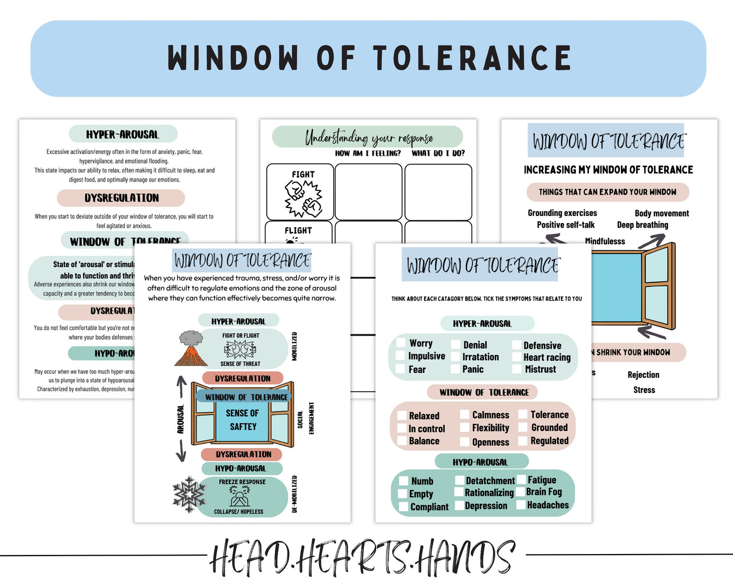 Our trauma response workbook includes the window of tolerance.