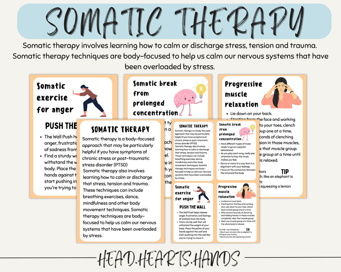 Somatic therapy assists with being calm and discharging stress.