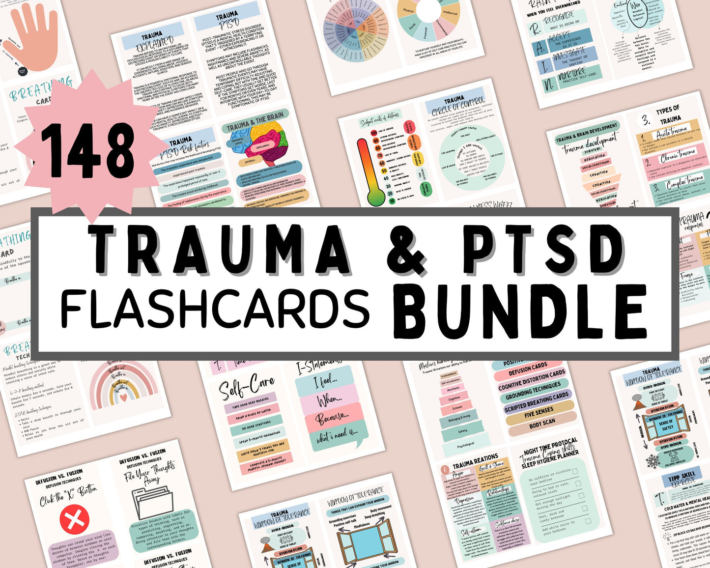 Trauma Workbook Bundle: Adult & Kids Therapy Resources.