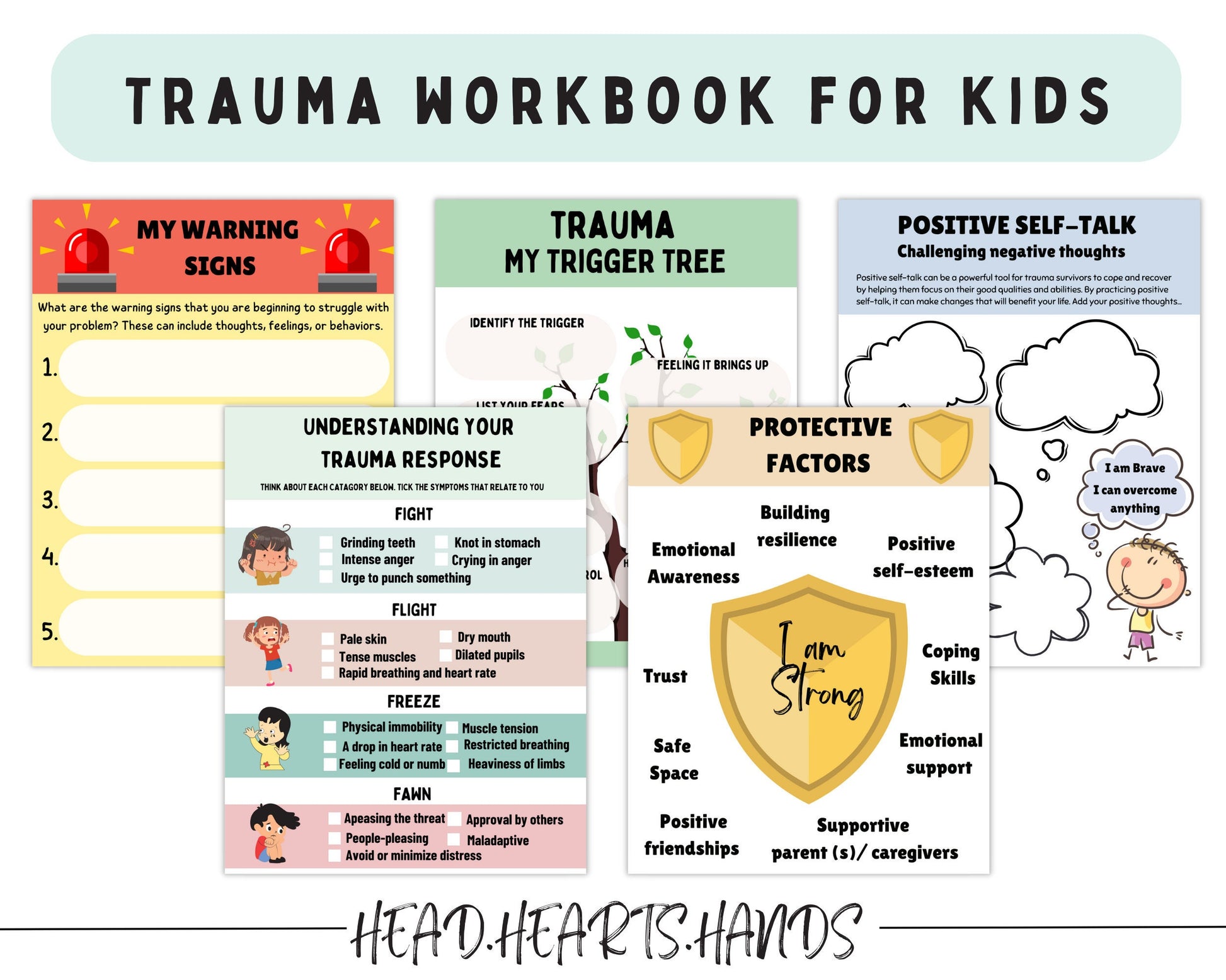 Trauma Workbook Bundle: Adult & Kids Therapy Resources.