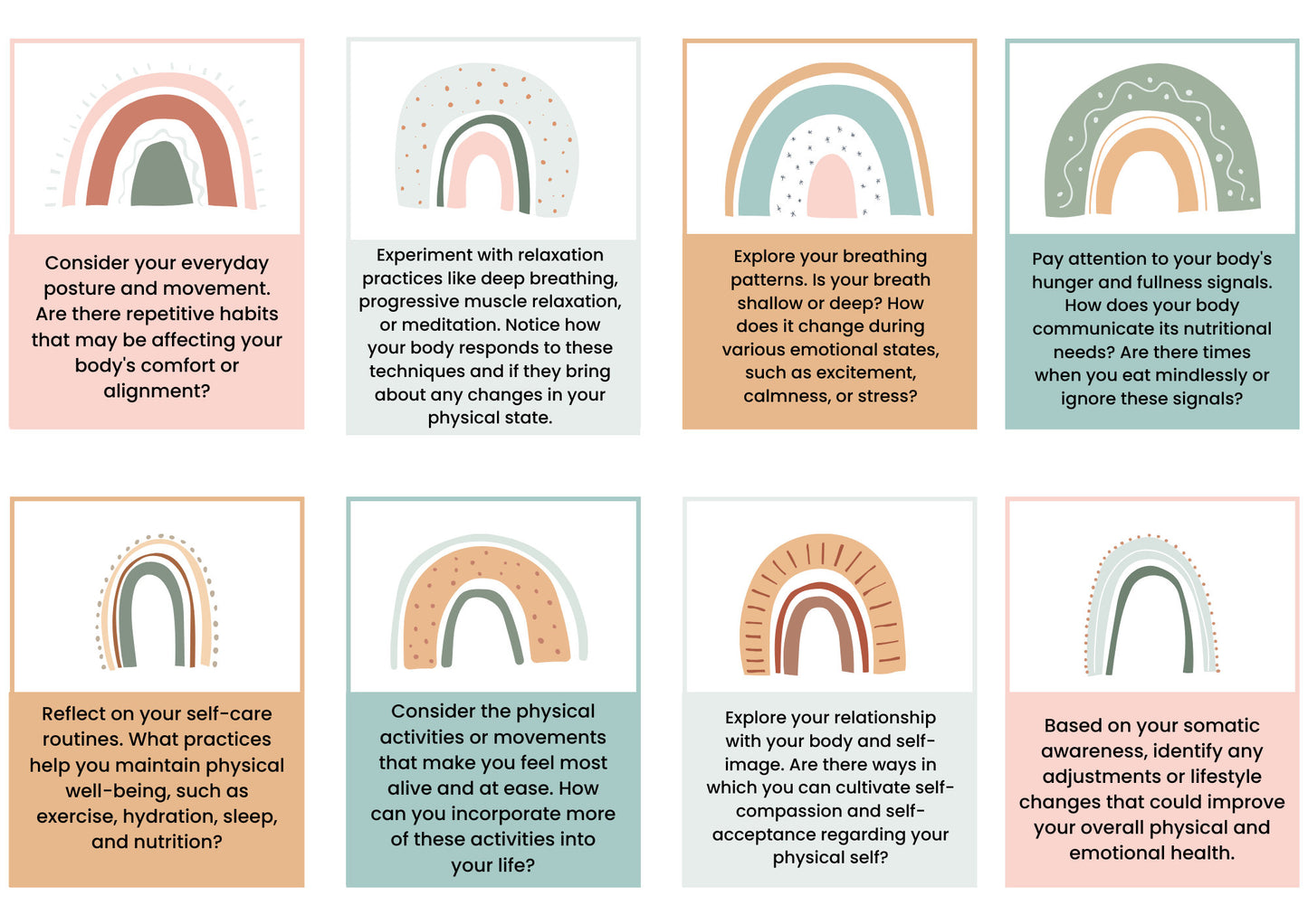 Somatic Awareness Toolkit: Journal Prompts & Flashcards.