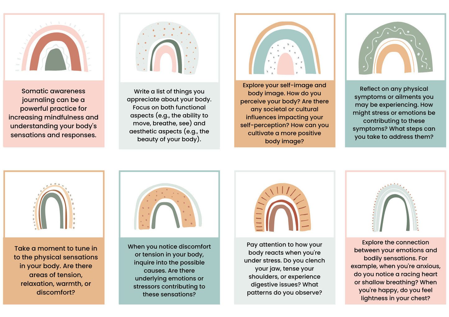 Somatic Awareness Toolkit: Journal Prompts & Flashcards.