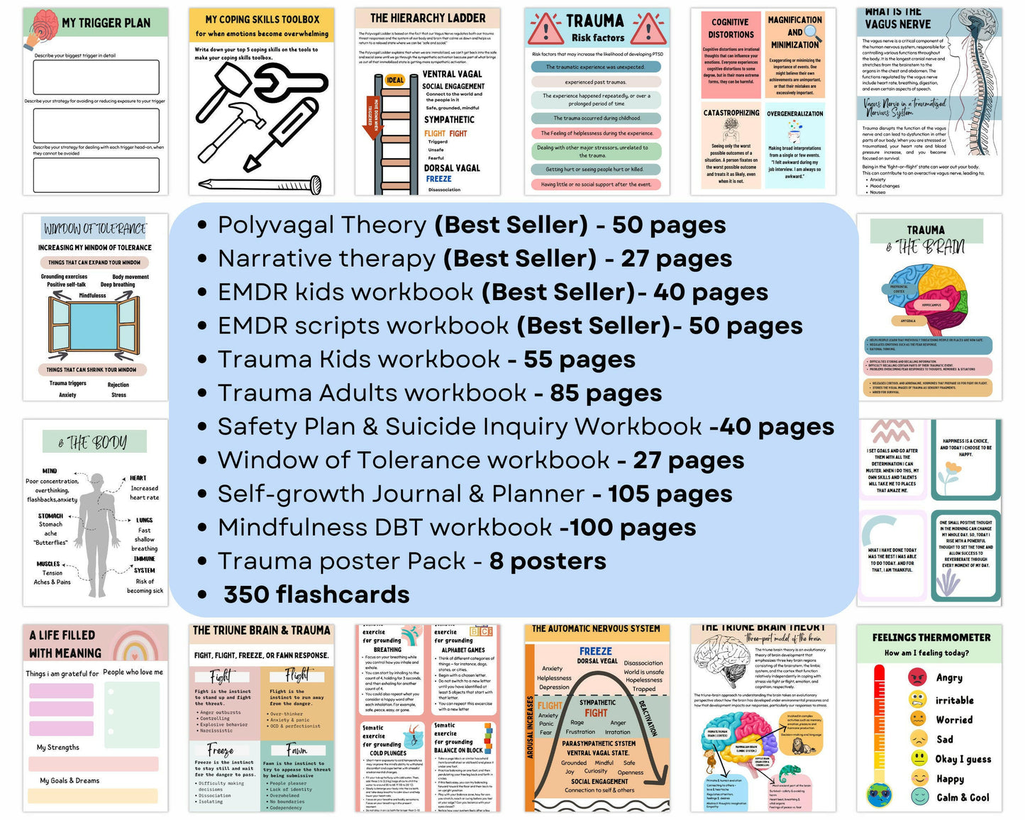 Trauma Mega Bundle: Worksheets, Scripts & Safety Plan.