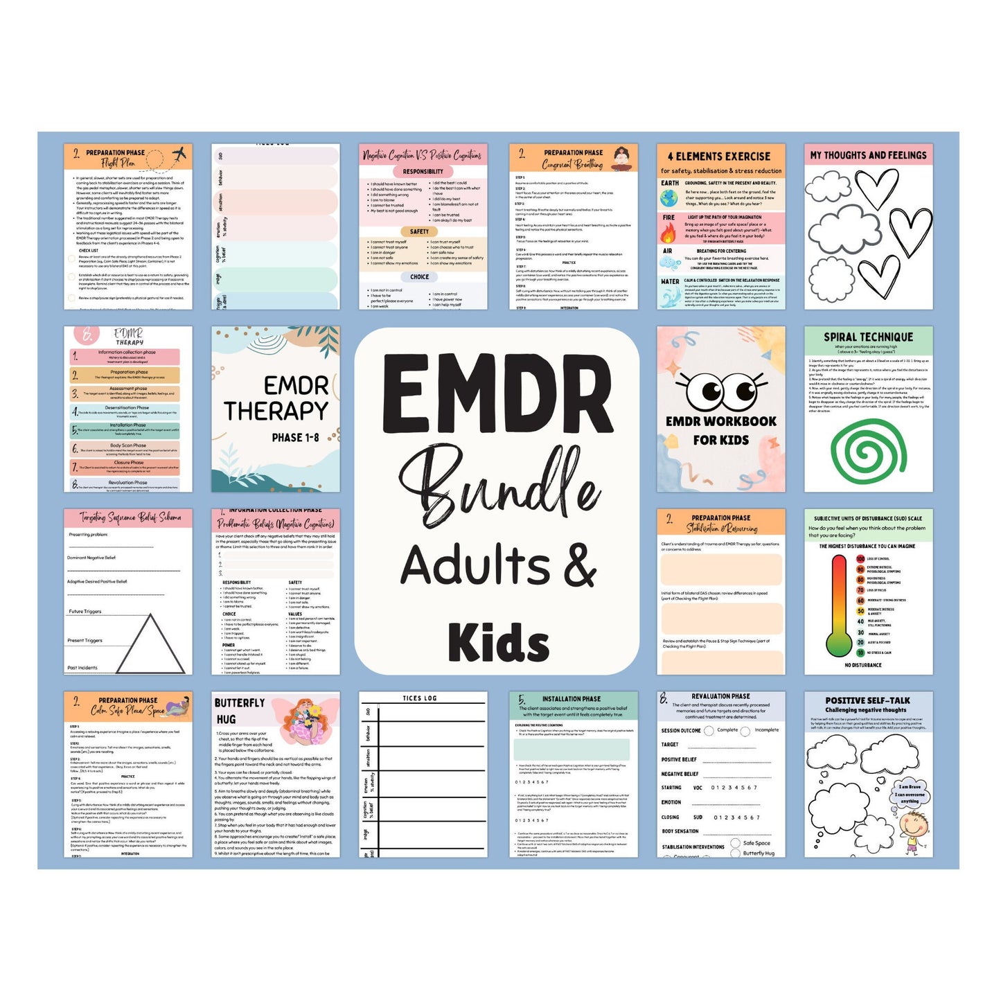 EMDR bundle for children with workbook and script booklets