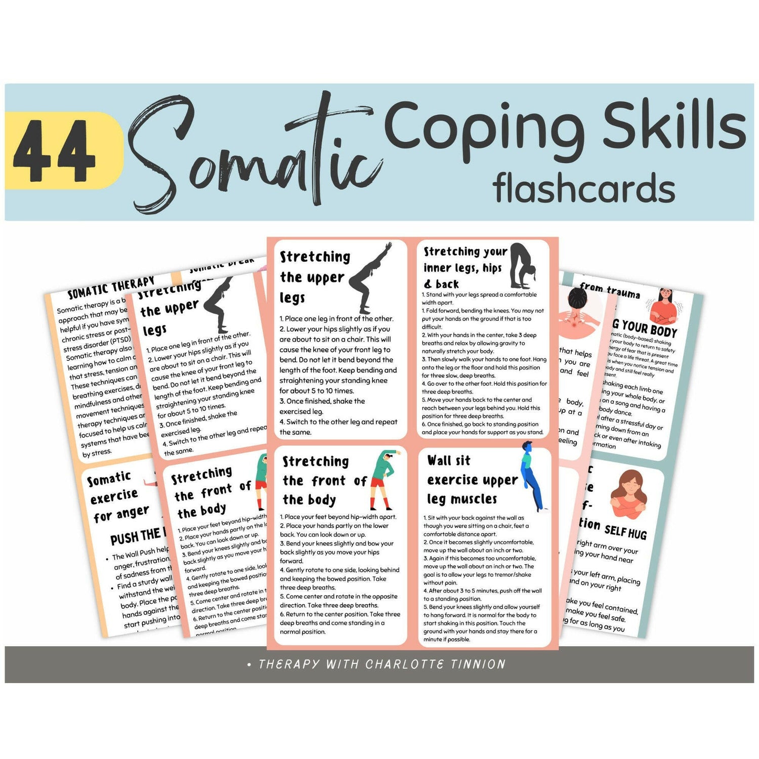 Somatic Therapy Exercise Cards: Adults & Kids.