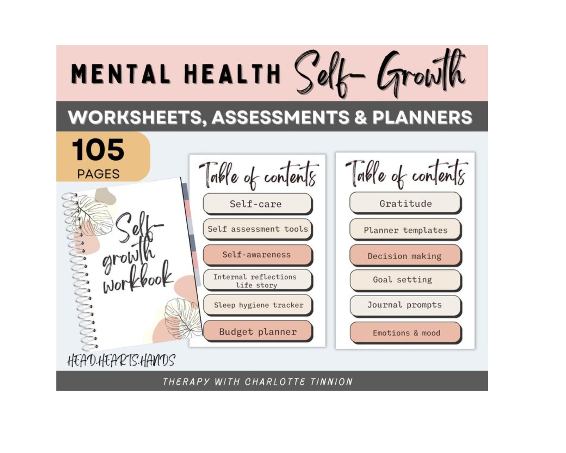 Mental Health Journal: CBT Worksheets & Mood Tracking.